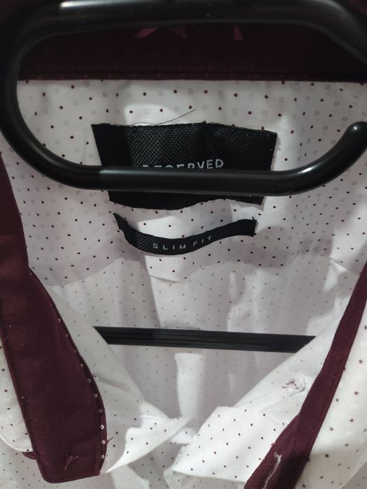 Koszula biało bordowa Reserved slim fit