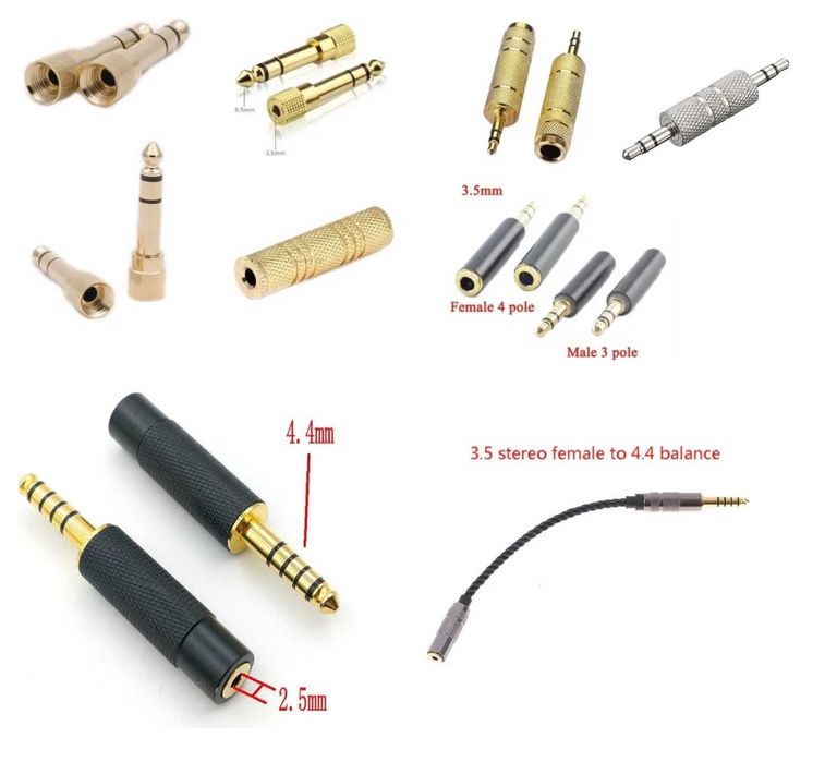 Переходник стерео штекер 6.35мм на 3.5мм 2.5 4.4 мм для наушников CTIA