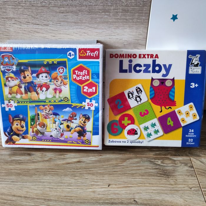 Nowy zestaw puzzle Psi patrol + domino Liczby