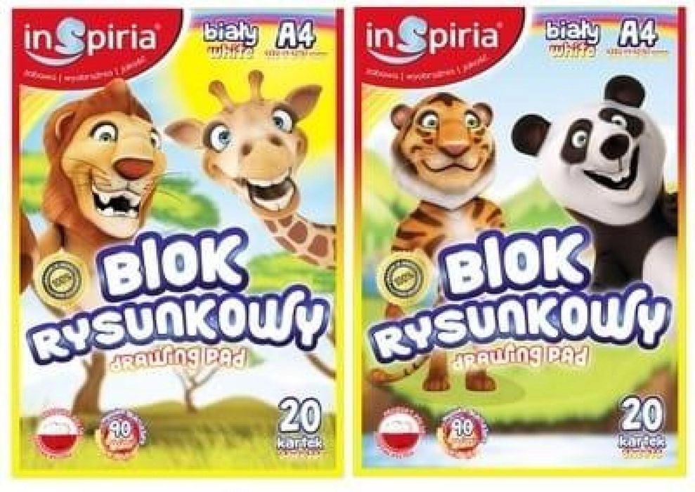 Blok rysunkowy A4/20K 90g biały (20szt) InSpiria folia,217x313 mm