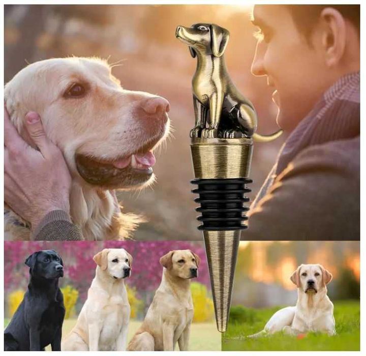 Zatyczka/korek do wina wzór pies, kolor brązu