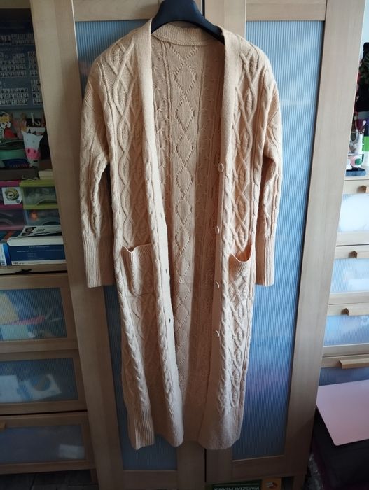 Kardigan, długi sweter roz 36/38