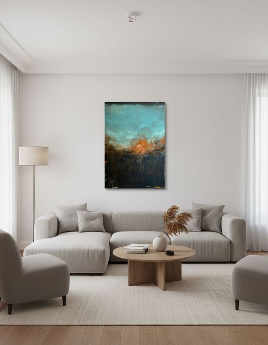 Obraz abstrakcyjny "Tamtego świtu" 50 x 70 na płótnie ręcznie malowany