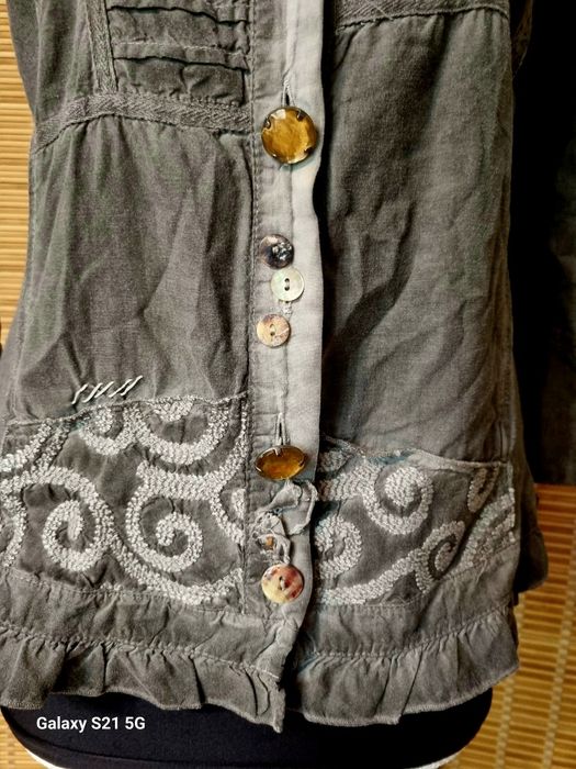 Bottega M żakiet marynarka bluzeczka design boho retro Hafty guziki