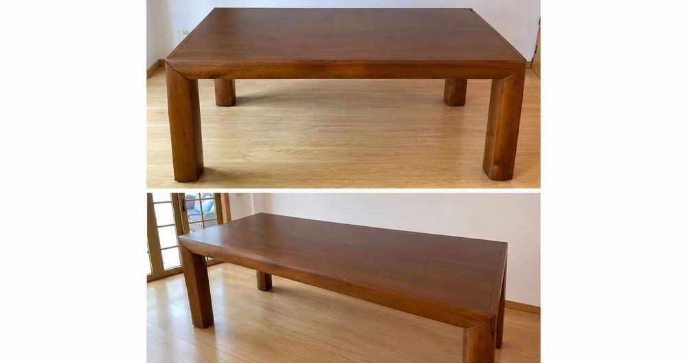 Mesa de jantar em madeira maciça com 6 cadeiras