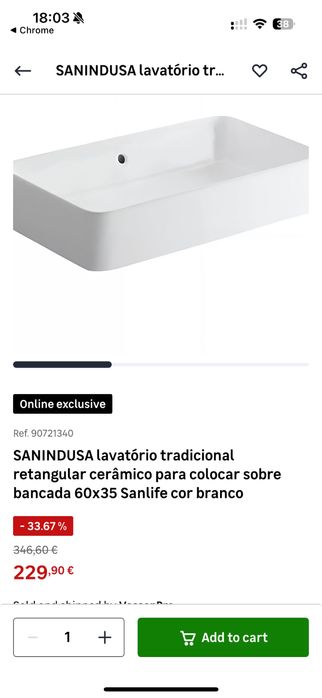 Lavatorio Sanindusa 65x35 (instalado 1 semana)