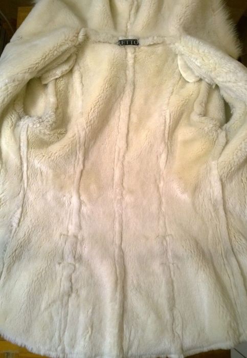 Дубленка Retto искусственная зимняя, белая/молочная, размер s/m, 44