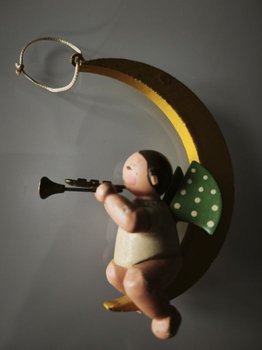 Vintage Aniołek Wendt & Kühn 11 kropek Erzgebirge Drewno