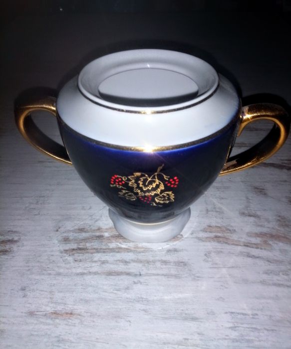 Довбиш сахарница кобальт позолота винтаж