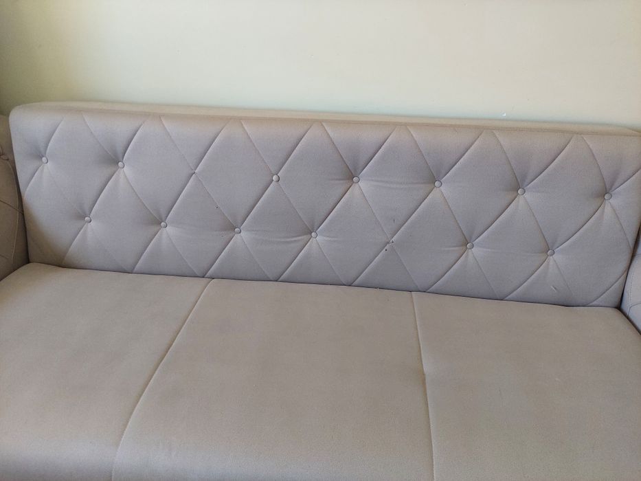 Sofá cama 3 lugares cinza claro/beje
