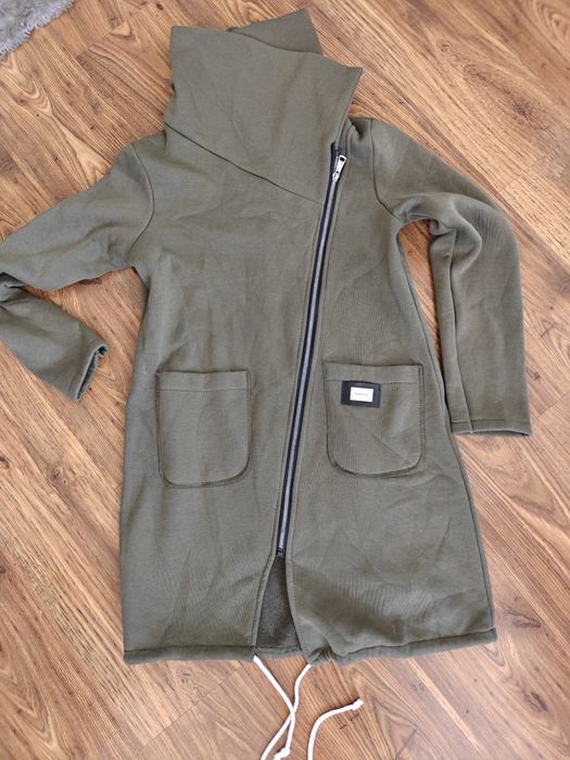 Długa ciepła bluza khaki M