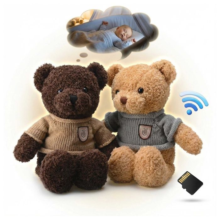 Kamera wifi szpiegowska w butelce pluszaku w oku misia w torebce