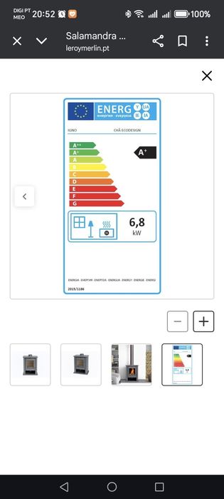 Salamandra a lenha CHA ECODESIGN 6,8KW