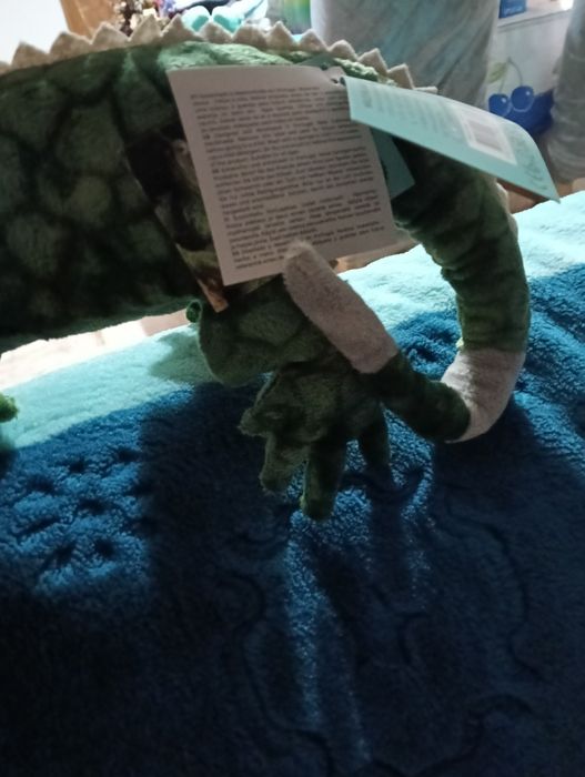 Peluche iguana com etiqueta