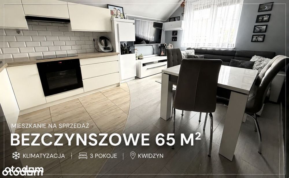 Bezczynszowe  mieszkanie z klimatyzacją | 65 m2 | 3 pokoje | Kwidzyn