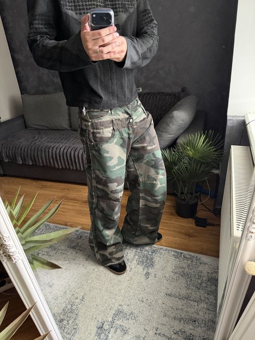 Camo Distressed Jeand Baggy Камо Джинси Широкі з Подвійним Поясом Double Waist Камуфляж Архив Archive Дострес Real Tree Military