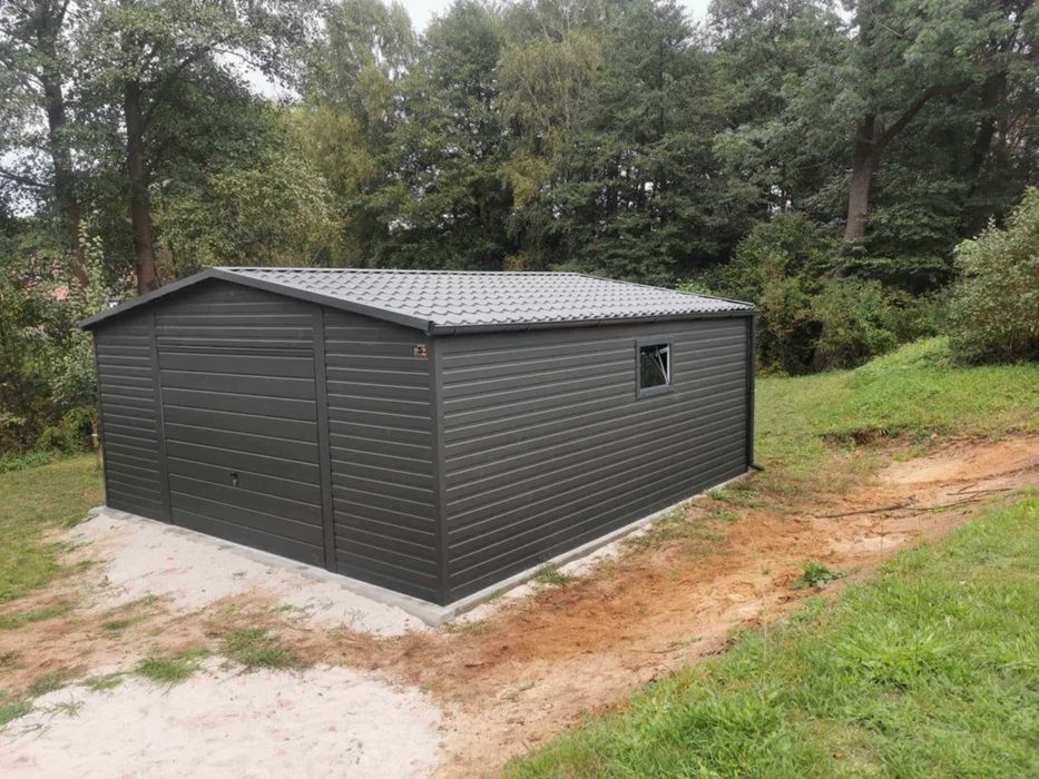 Garaż blaszany 5x5 grafitowy, opcja personalizacji na życzenie!