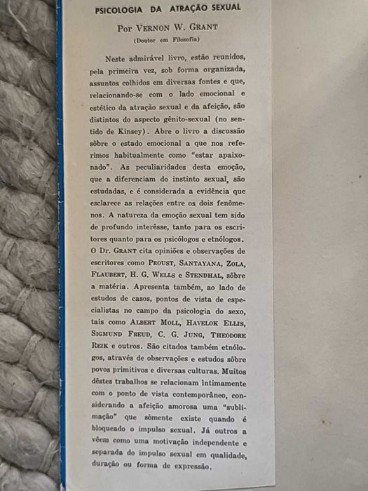 Livro "Psicologia Da Atração Sexual" de Vernon W. Grant