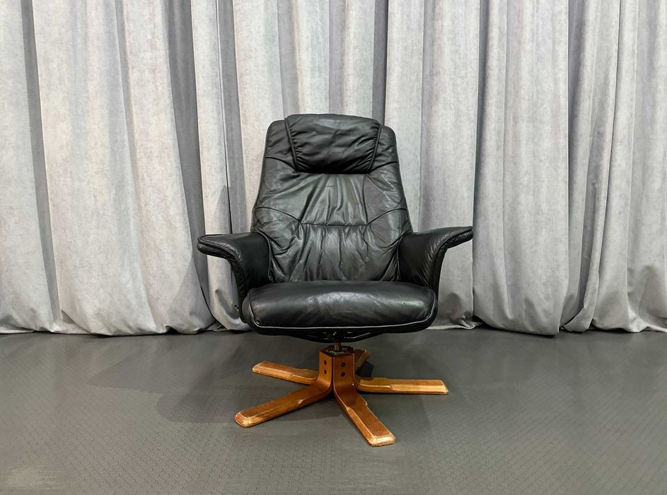 Чорне шкіряне/м'яке/відпочинкове крісло/реклайнер/шкіряні крісла/меблі