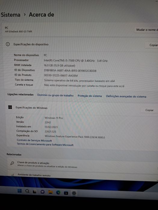 Computador HP EliteDesk 800 G3 recente I5 7.ªGeração