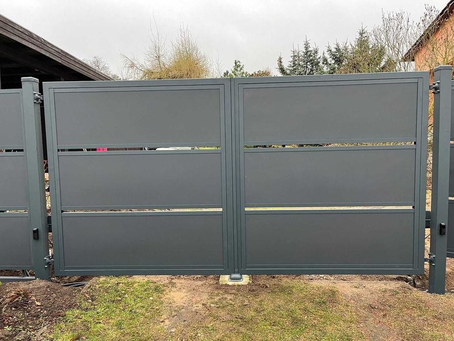 Brama Modułowa Skrzydłowa 350x191,5 cm Antracyt RAL 7016 Styrodur XPS