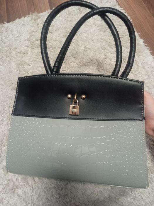 Torba torebka mini shopper kłódka wzór krokodyli modna elegancka hit