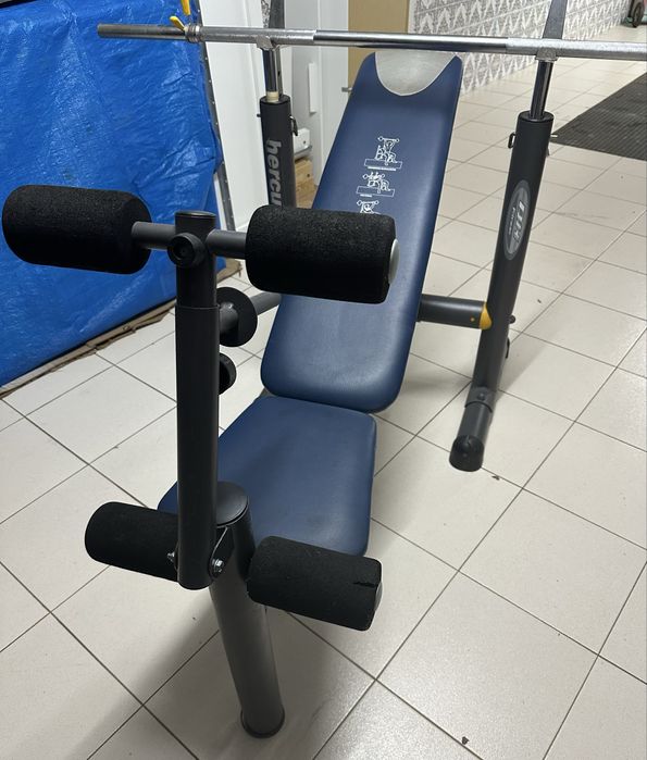 Banco de musculação Hercules + barra + 30 kg em pesos Salter
