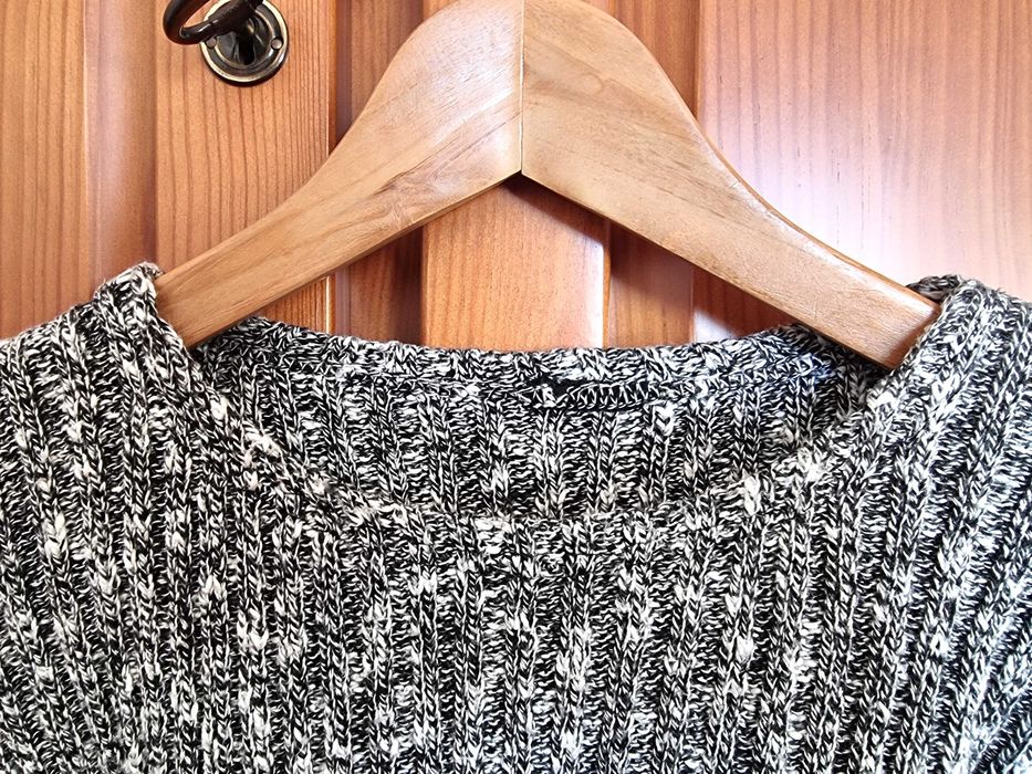 Camisola de malha com padrão em tons de cinzento/ preto, tamanho XS/ S