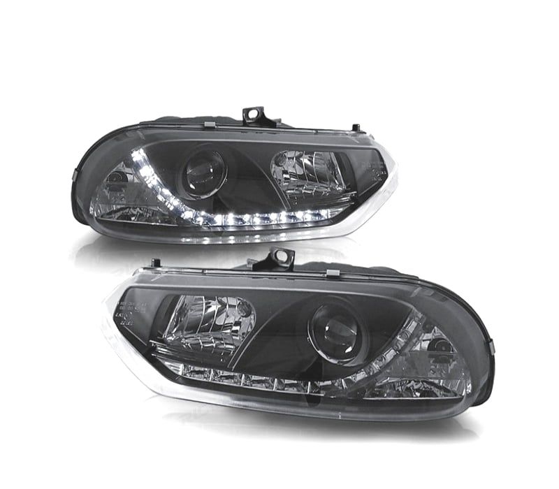 FARÓIS FRONTAIS PARA ALFA ROMEO LUZ DIURNA FUNDO PRETO