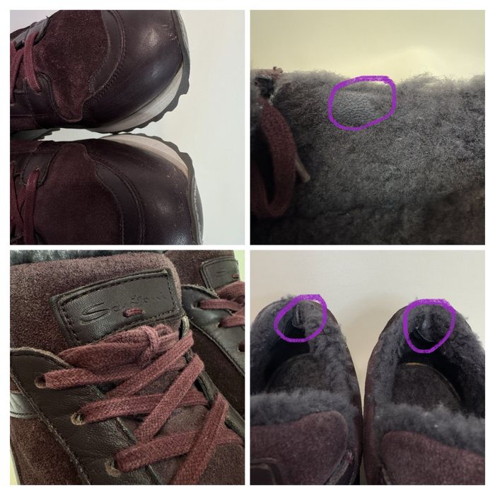 Santoni (Італія) Утеплені шкіряні кросівки на хутрі, р. 39.5-40