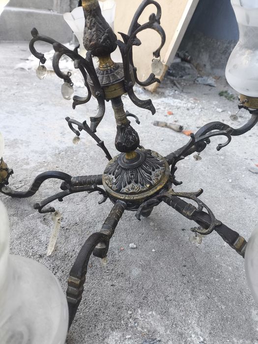 Candeeiro de teto vintage em metal com 5 luzes