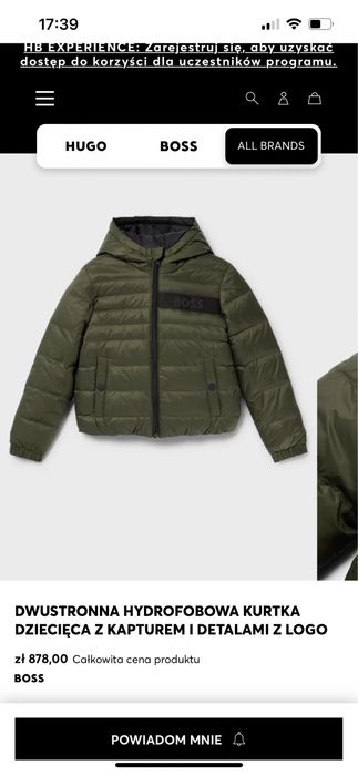 Kurtka puchowa  Hugo Boss rozm S hydrofobowa dwustronna