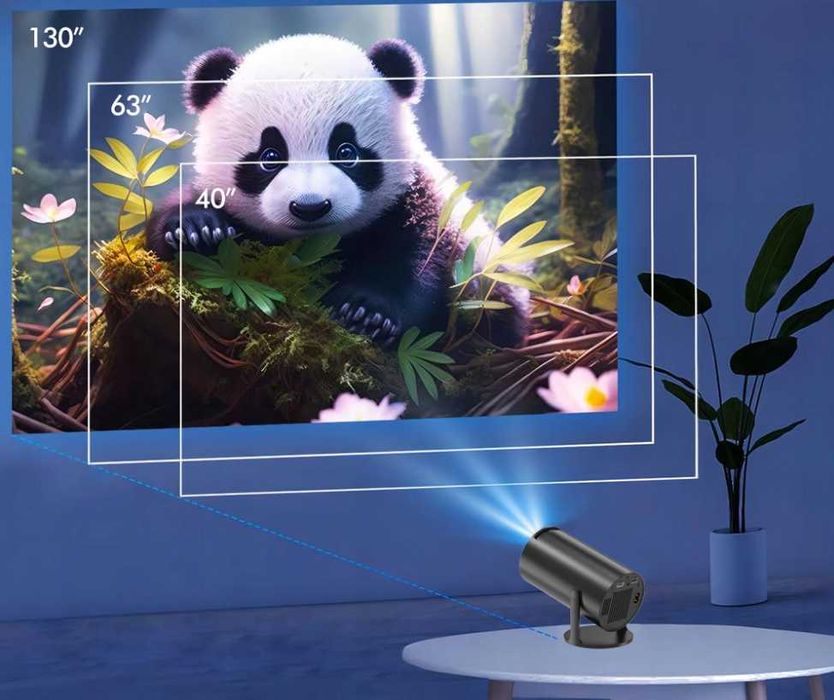 Przenośny Rzutnik Mini Projektor LED Obrotowy Głośnik Android Smart TV