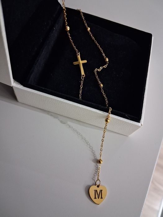 Naszyjnik ze stali chirurgicznej nierdzewnej z literą M