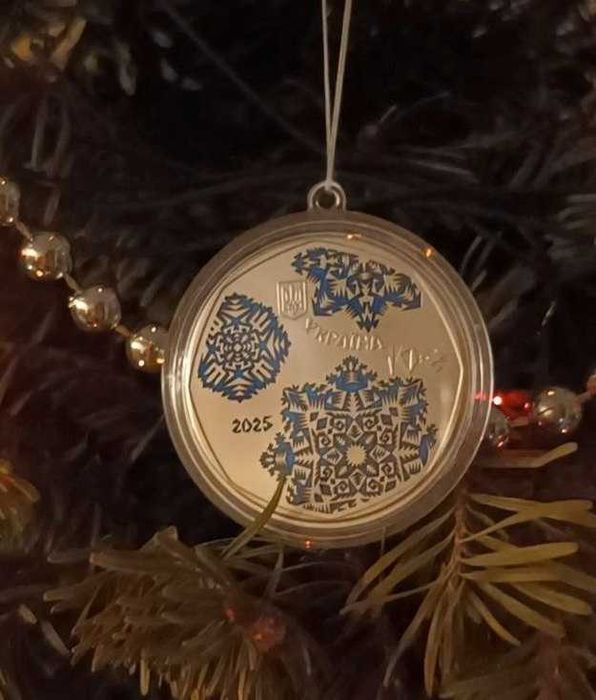 Вишуканий подарунок!Монета Новорічна іграшка!СРІБЛО 31.1 грам!ПОЗОЛОТА