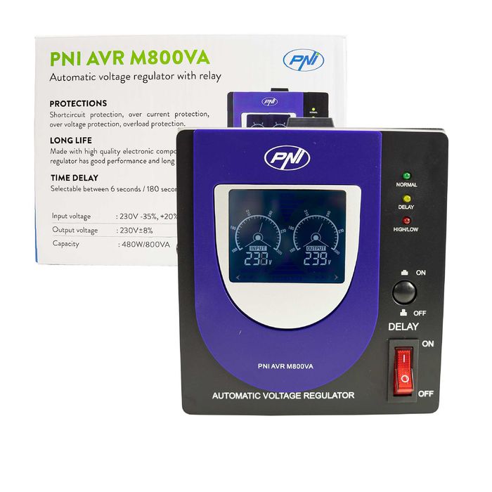 Stabilizator napięcia  przekaźnik PNI AVR M800VA, 2,2A, 480W, 800VA