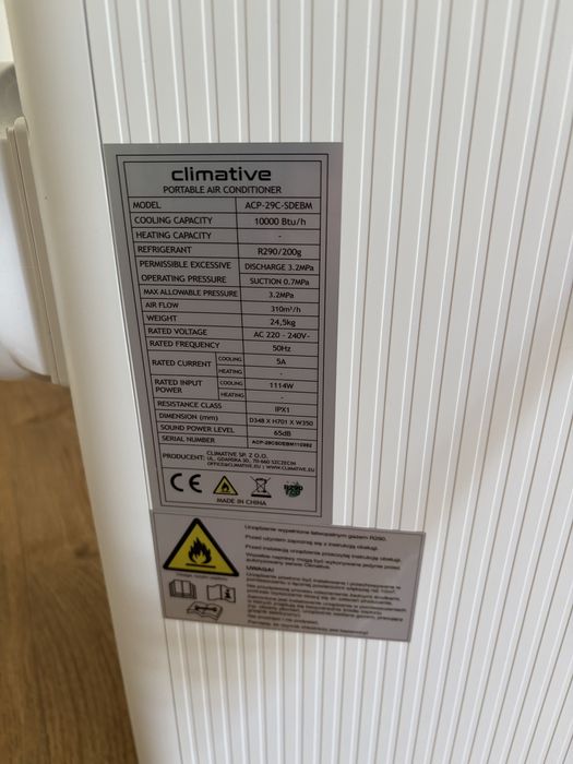 Klimatyzator przenośny Climative DUO WiFi 10000 BTU (3 kW) — sterowanie z apki, komplet