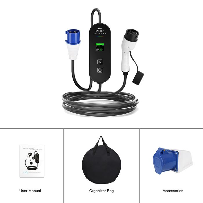 Carregador Portatil EV Bomern 32A 7KW Ecrã 1.3″