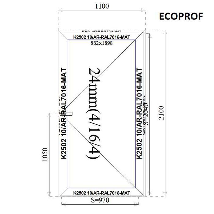 Drzwi aluminiowe przeszklone - od producenta - 1100 x 2100