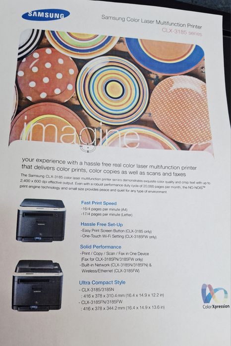Drukarka laserowa Samsung CLX-3185fn kolorowa bdb chip skaner ksero