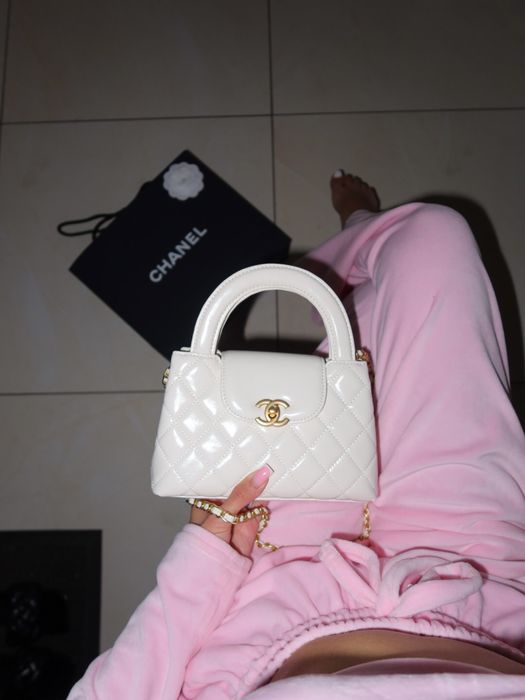 Сумка Chanel Kelly mini біла, чорна сумка шанель