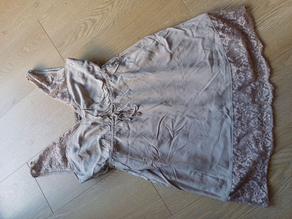 Koszulka nocna S koronka beżowa