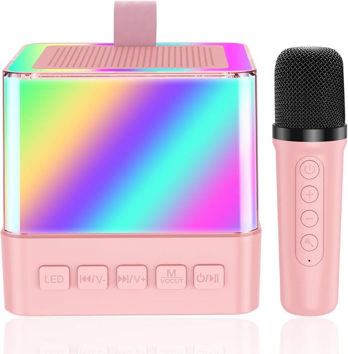 Maszyna do karaoke Bluetooth LED z bezp mikrofonem, zmiana głosu