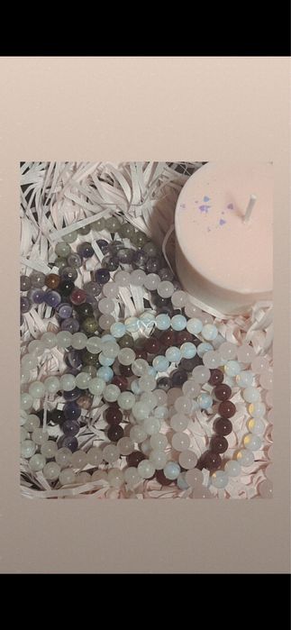 Унікальний подарунковий набір: браслет з каменю , свічка та амулет