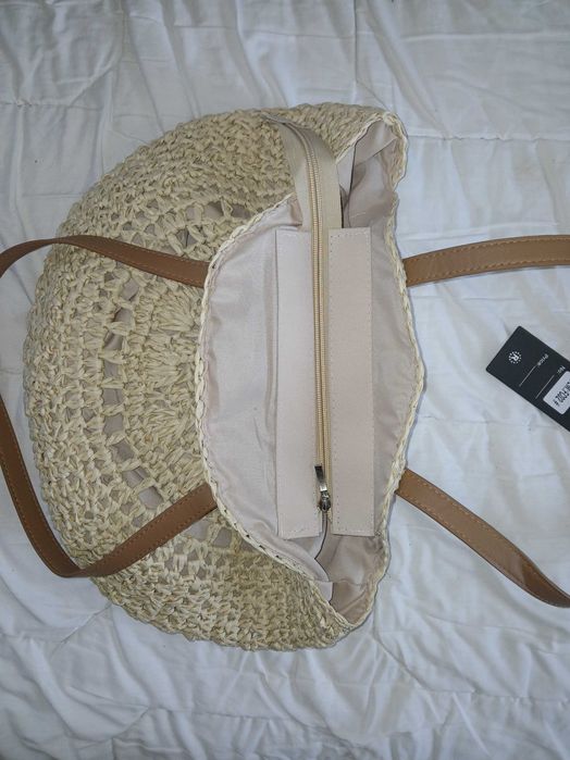 Torebka damska okrągła damska pleciona na plaże