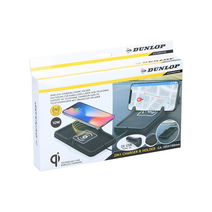 Автомобільний тримач/зарядний пристрій Dunlop Qi для телефону