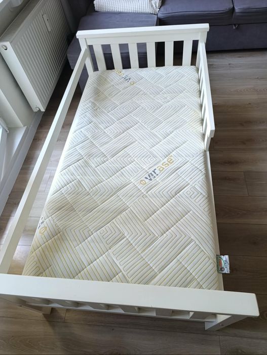 Łóżko dziecięce 80x160 z barierką + materac, białe