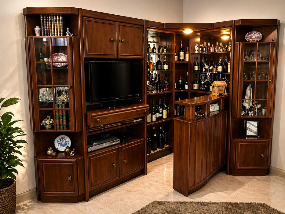 Bar de canto em madeira maciça – elegante e funcional