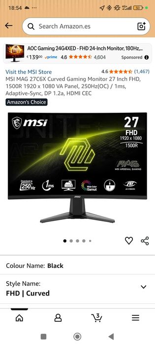 Monitor MSI 24' 250hz