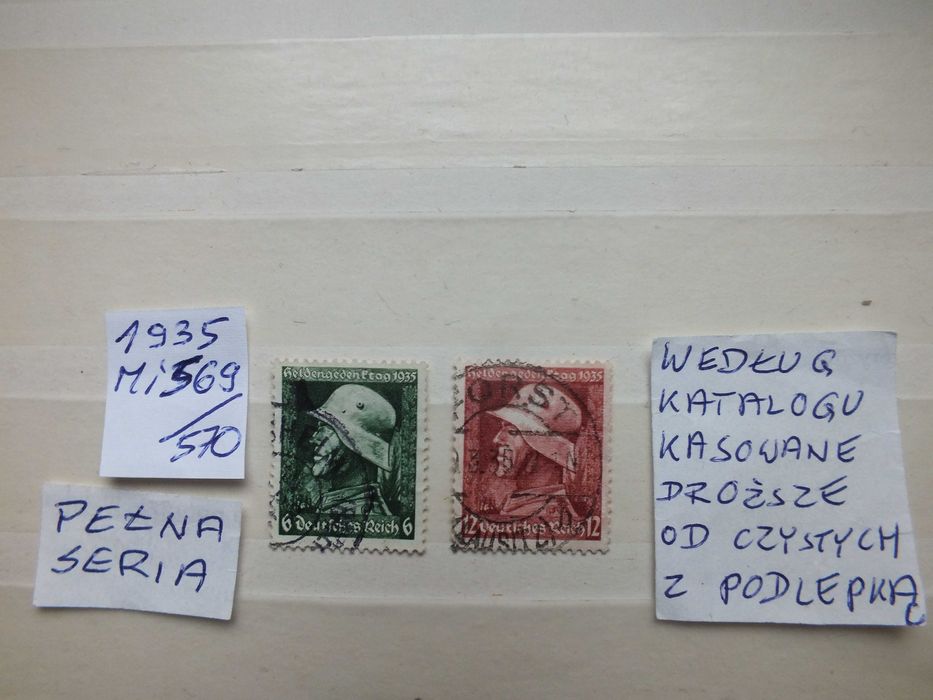 2szt. znaczki pełna seria Mi569 Niemcy 1935r. Żołnierz WOJSKO Rzesza